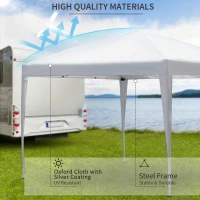 Outsunny 3 x 3m Pop Up Gazebo, No Side Walls, for Parties, Picnic, with Carrying Bag, White(m-4)