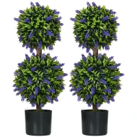 HOMCOM Ensemble de 2 plantes artificielles, plante artificielle résistante aux UV dans un pot de fleurs, plante d'intérieur de 70 cm pour salon, jardin(m-1)