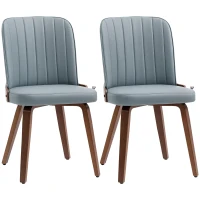 HOMCOM Conjunto de 2 Cadeiras de Sala de Jantar Modernas com Assentos Estofados em PU e Pés de Madeira 47,5x55x85cm Cinza e Madeira(m-10)