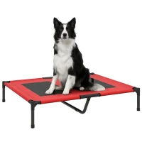 PawHut Hundebett, Hundeliege, robust, erhöht & wetterfest, bis 50 kg, 92x76x18cm, Rot(m-10)
