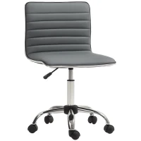 HOMCOM Chaise de Bureau Ergonomique en Cuir PU avec Hauteur Réglable, Assise Pivotante et Roulettes, Gris Foncé(m-5)