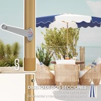 Outsunny Parasol Grand avec Protection UV 50+ et Auvent Ajustable pour Jardin Patio et Terrasse Ø2,67x2,38 m Rayures Bleu et Blanc(m-4)