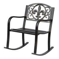 Outsunny Chaise à Bascule Chaise de Jardin Fauteuil à Bascule Antique Jardin Métal Bronze L60 x P73 x H85cm(m-5)