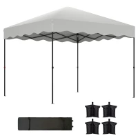 Outsunny Tenda Dobrável Pop UP Tenda 3x3 m Tenda para Eventos com Proteção UV50+ Altura Ajustável e Bolsa de Transporte Branco(m-1)