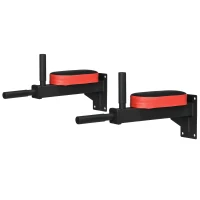 HOMCOM 2 barres de traction à dips et abdominaux rembourrée fixation murale charge maximale 100 kg 53 x 13 x 18 cm noir rouge(m-10)