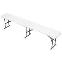 Outsunny Banco Exterior Plegable de 3 Plazas con Marco de Acero Carga 360 kg para Patio Terraza Balcón Camping 183x28x43cm Blanco(m-10)