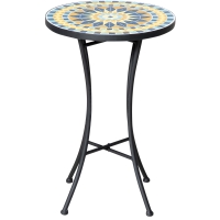 Outsunny Table de Jardin en Métal avec Plateau en Mosaïque, Ф35.5x53.5cm