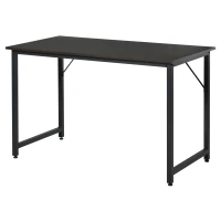 HOMCOM Bureau Informatique Style Industriel Grand Plateau dim. 120L x 60l x 73H cm métal Noir MDF Aspect wengé Brun foncé(m-9)