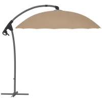 Outsunny Ombrellone da Giardino Decentrato 2.7m Apertura a Manovella e 16 Stecche in Fibra di Vetro, Cachi(m-1)