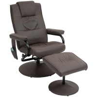 HOMCOM Sillón Relax Reclinable con Reposapiés con 10 Puntos de Masaje con Mando a Distancia para Salón Oficina Marrón