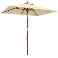 Outsunny Umbrelă dreptunghiulară înclinabilă 2x1.5 m cu 6 spițe și deschidere cu sfoară, din bambus și poliester, bej