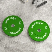 SPORTNOW Set 2 Disques Poids de 10kg en Caoutchouc avec Trou de 2"/5 cm pour Haltères et Barres, Vert(m-4)