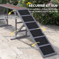 PawHut Rampe d'agilité pour chien, équipement d'agilité pour chiens, barres de sécurité surface antidérapante 325x55x69cm gris(m-6)