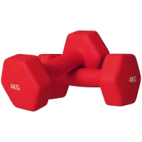 SPORTNOW Set de 2 Greutăți Hexagonale, Gantere cu Prindere Antiderapantă pentru Antrenament de Fitness, 2x4 kg,19x9x9 cm, Roșu(m-11)