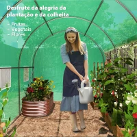 Outsunny Estufa Tipo Túnel 296x196x200 cm Estufa de Jardim com 3 Portas e 6 Janelas Enroláveis Teto Curvo para Cultivo Verde(m-8)