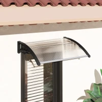 Outsunny Auvent de porte d'entrée, toit marquise de porte exterieur en polycarbonate et aluminium résistante toit abri protection contre la pluie et UV pour terrasse, balcon, 100 x 75 cm, transparent(m-8)