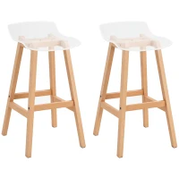 HOMCOM Lot de 2 tabourets de bar design contemporain assise acrylique transparent avec repose-pieds - 39L x 44l x 78H cm(m-10)