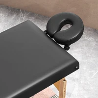 HOMCOM Table de Massage Réglable en Hauteur, Structure en Bois, Lit de Massage Pliable, Rembourrage en Mousse, Noir(m-5)