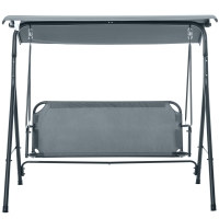 Outsunny Balancelle 3 Places avec Auvent Inclinable et Coussins, en Acier et Polyester, 172x110x153 cm, Gris