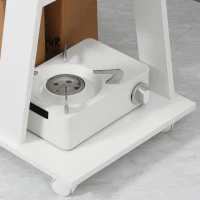 HOMCOM Chariot de Cuisine Portavivande en Bois avec 2 Étagères et Roues, 60x38x77cm, Blanc(m-4)