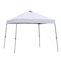 Outsunny Cenador Plegable 3x3m Carpa de Jardín con Bolsa de Transporte con Ruedas Impermeable y Marco de Acero Gazebo para Exterior Fiestas Camping Blanco(m-10)