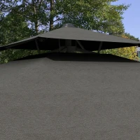 Outsunny Parasol de jardin, Parasol déporté, bordure décorative, toit ventilé, structure en métal, 2,4x2,4x2,6m, Gris foncé(m-5)