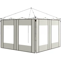Outsunny Paredes Laterais para Tenda de 2 Painéis 295x195 cm em Tecido Oxford com 2 Janelas para Tendas de 6x3 m 3x3 m Creme(m-10)