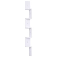 HOMCOM Étagère d'angle Murale à 5 Niveaux Hauteur 120 cm Forme de Zigzag en Bois Blanc(m-1)