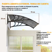 Outsunny Marquesina de Protección contra Sol y Lluvia 100x75x23 cm con Cubierta de Policarbonato para Puertas y Ventanas Negro(m-7)