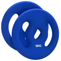 SPORTNOW 2 x 5 kg Gewichtsplatten mit praktischen Handgriffen, Gewichts-Set für Home-Gym, Fitnessstudio, Stärke-Training, Blau(m-10)