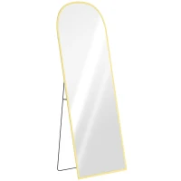 HOMCOM Espelho de Pé Espelho de Corpo Inteiro 60x165 cm com Estrutura de Liga de Alumínio e Suporte para Sala Quarto Dourado(m-1)