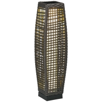 Outsunny Lámpara Solar de Jardín de Ratán Sintético con Luces LED Encendido/Apagado Automático 21x21x78 cm Gris