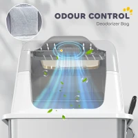 PawHut Kattenbak, kattenbox met deksel, kattenbakschep, vooringang en bovenuitgang roestvrijstaal tot 15 kg(m-8)