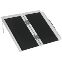 HOMCOM Rampe de Fauteuil Roulant Rampe de Chargement Rampe d'accès antidérapante Pliable avec Bordures de sécurité alu. Noir(m-10)