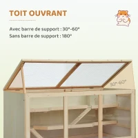 PawHut Cage à hamster cage gerbilles 2 niveaux toit ouvrable fenêtres cabane 2 échelle, 115 x 57 x 55 cm, effet bois naturel(m-6)