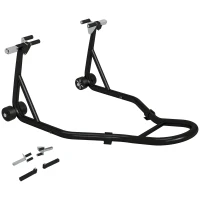 HOMCOM Support pour moto, béquille avant pour moto avec bras oscillant en U et en L, support universel pour atelier, noir(m-10)
