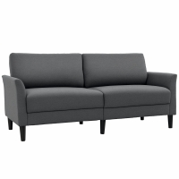 HOMCOM Canapé 3 Places Style Contemporain assises Larges Profondes accoudoirs courbés piètement effilé Bois hévéa Noir Polyester Gris foncé