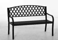 Outsunny Banco de Jardim de 2 Lugares com Encosto Decorativo e Apoio para os Braços para Terraço Varanda Pátio Exterior Carga 280kg Ferro Fundido e Aço 128x58,5x89cm Preto(m-10)