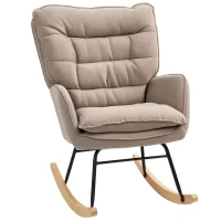 HOMCOM Scaun leagăn, șezut generos, spătar înalt, cadru din lemn de fag, până la 120 kg, Maro(m-1)