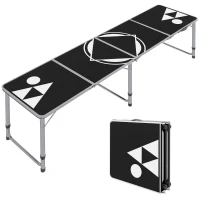 Outsunny Campingtisch, klappbar, leicht, höhenverstellbar, Aluminiumrahmen, 240 x 60 x 54/62/70 cm, Schwarz(m-10)