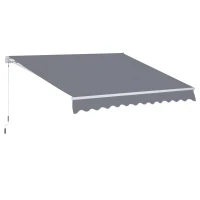 Outsunny Markise Gelenkarmmarkise Sonnenschutz mit Handkurbel 3,5 x 2,5 m Grau Alu+Polyester(m-1)