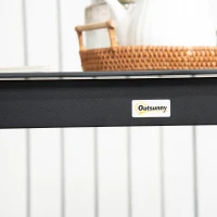 Outsunny Masă de grădină pătrată pentru 4 persoane cu blat din sticlă securizată și cadru din aluminiu 80 x 80 x 74 cm negru(m-3)