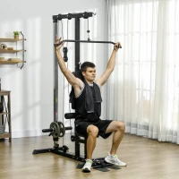 SPORTNOW Stație de forță pentru acasă, remuri, fără greutăți, aparat de fitness pentru acasă, oțel, piele artificială, Negru(m-2)