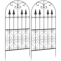 Outsunny Juego de 2 Enrejados de Jardín Soportes para Enredaderas de Acero para Plantas Trepadoras en Patio 55x128 cm Negro(m-1)