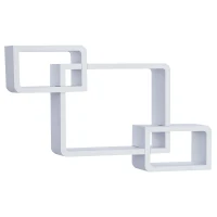 HOMCOM Wandregal Würfelregal Cube Regal mit 3 Fächern MDF Weiß(m-1)