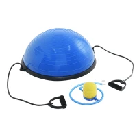 HOMCOM Yoga Balance Ball mit Pumpe Ø58 cm Gymnastikball halbe Kuppel Fitness Kraftübung Home Fitnessstudio Kunststoff Blau(m-1)