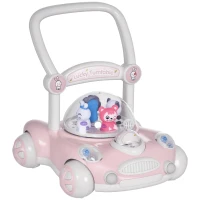 AIYAPLAY Andador para Bebés com Altura Ajustável Música Rodas Antiderrapantes Luzes Guiador Desmontável 43,4x40,6x43 cm Rosa(m-10)