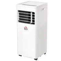 HOMCOM Mobile Klimaanlage, 7000BTU 3-in-1 Klimagerät - Kühlen, Entfeuchtung und Ventilation – Luftentfeuchter, Ventilator, mit Fernbedienung 24h Timer, 2 Geschwindigkeitsstufen, für 10-26 m², Weiß(m-1)