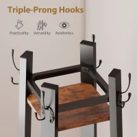 HOMCOM Industrial-Style Four Shelf Coat Stand - Brown/Black(m-5)