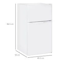 HOMCOM 88L Under Counter Fridge Freezer, Small Refrigerator with 5-Setting, 3 Star Freezer Rating, White(m-3)